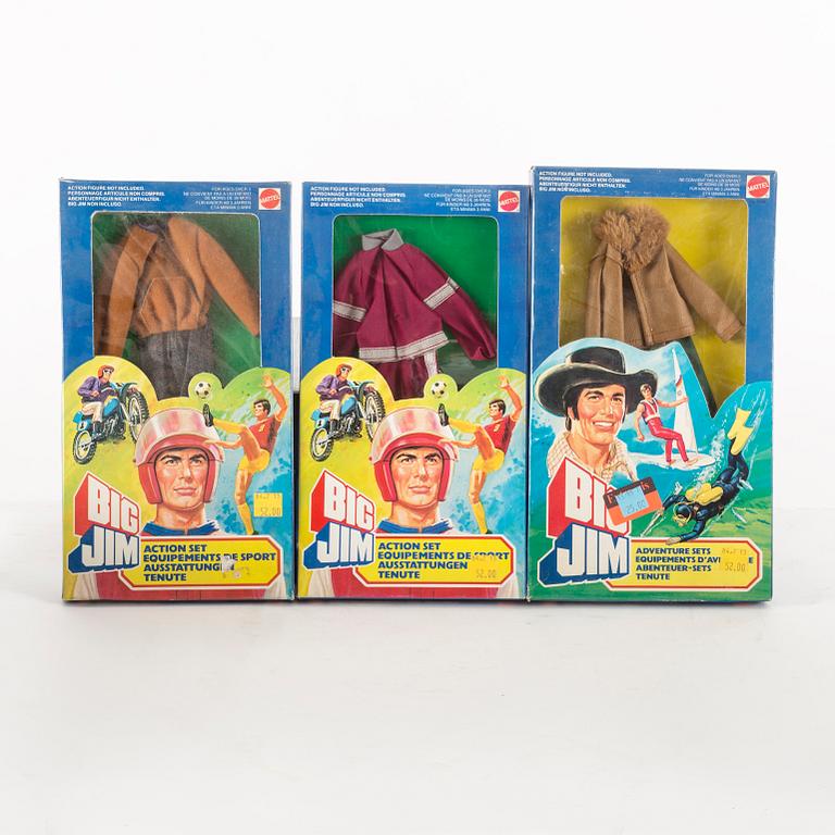 BIG JIM, 13 stycken adventure sets i förpackning, Mattel, 1980-tal.