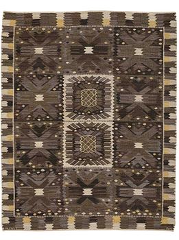 227. Barbro Nilsson, A carpet, "Nejlikan gråsvart", flat weave, ca 273,5 x 213,5-219,5 cm, signed AB MMF BN.