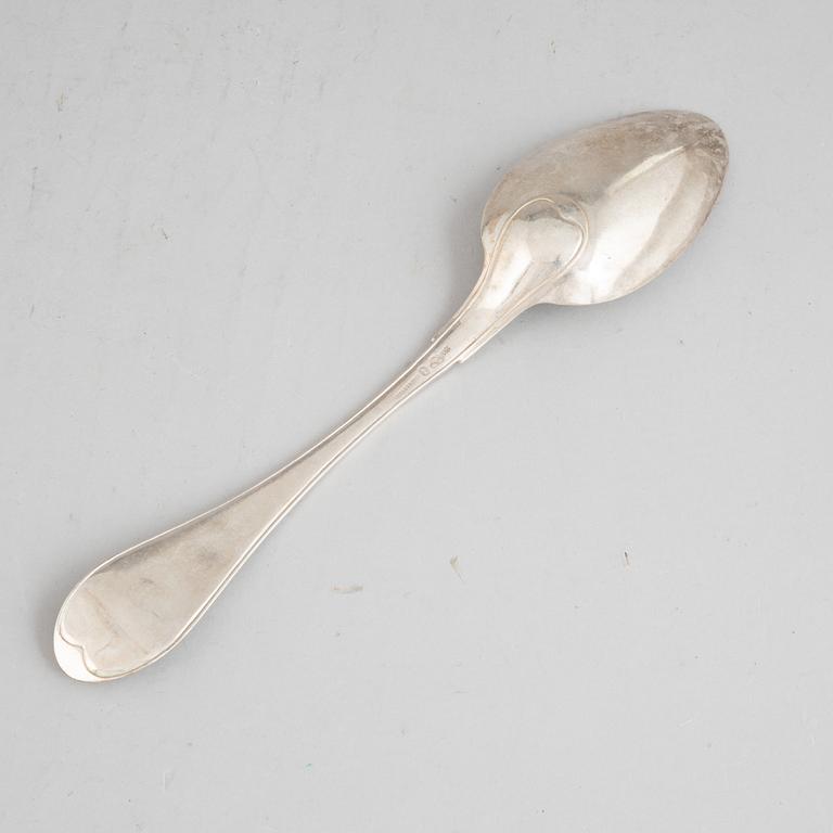 A silver serving spoon by Nils Limnelius, Stockholm, 1800.