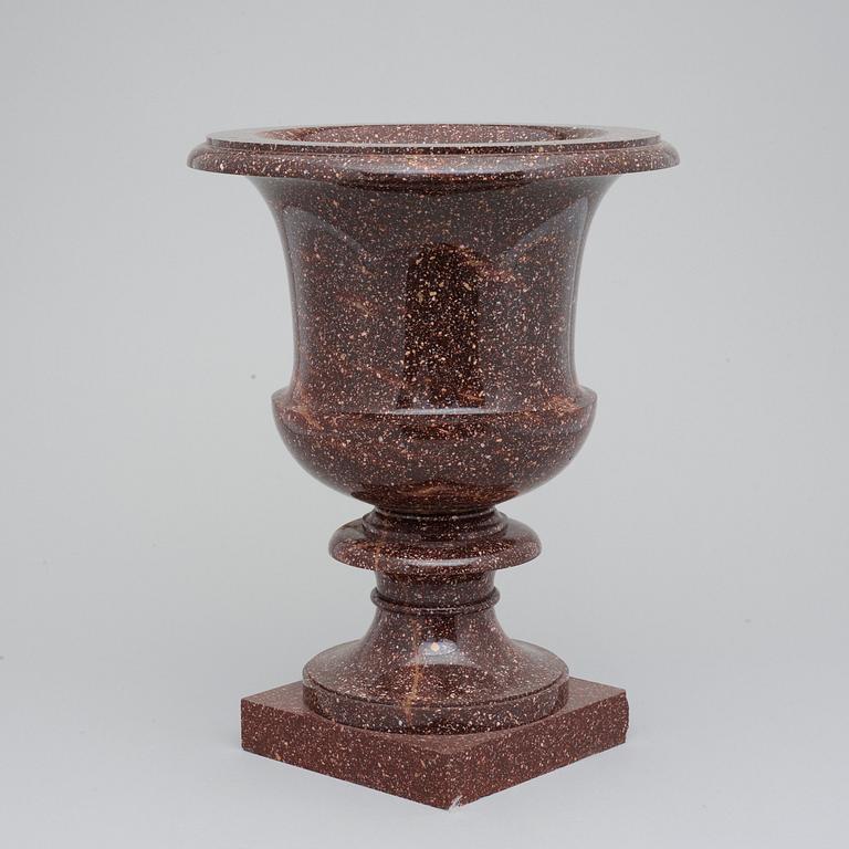 A Swedish Empire 19th century porphyry urn.