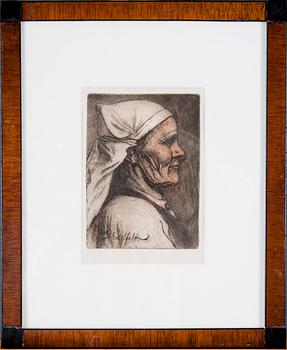 ALBERT EDELFELT, färgetsning, plåtsignerad.