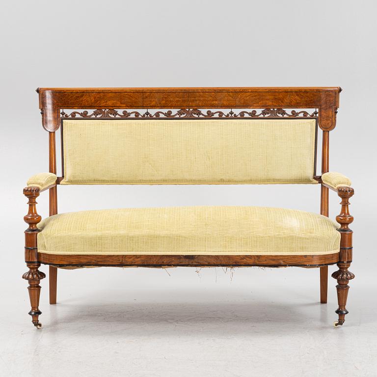 A sofa, two armchairs and four chairs, mahognay, Baltic area, second part of the 19th Century.