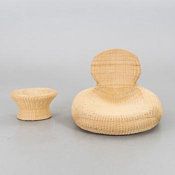 KORGFÅTÖLJ, samt PALL "Storvik", Carl Öjerstam för IKEA 2001-2005.