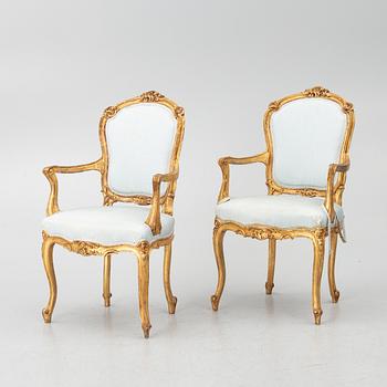 Armchairs, a pair, France, 19th century.