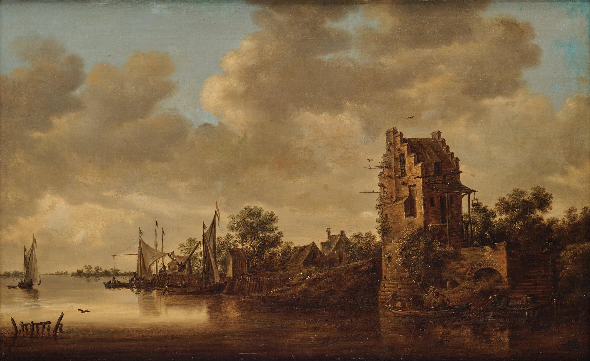 Jan van Goyen Follower of, Landscape with a river.