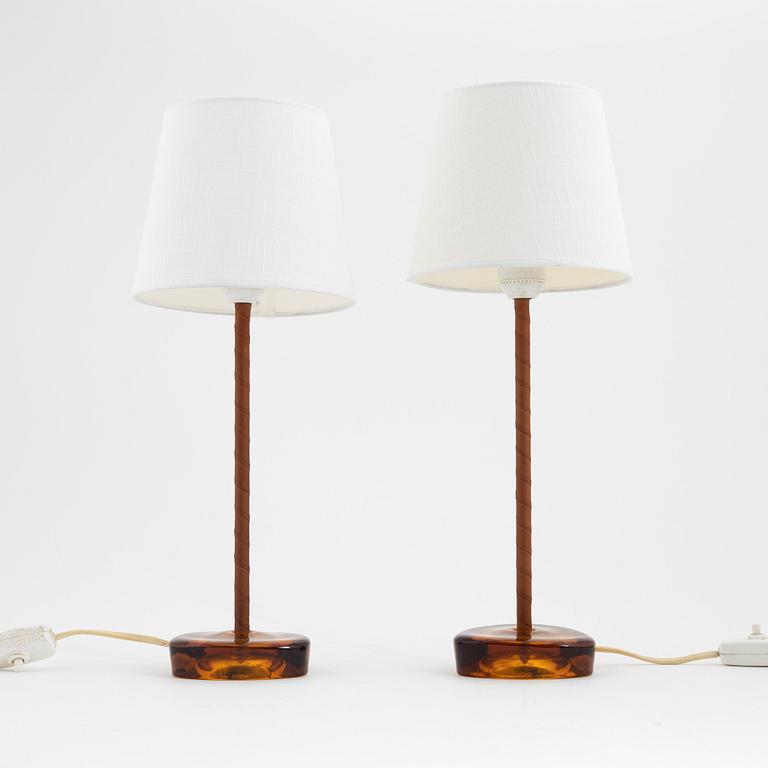 A pair of table lamps from Nybro, 1970's.