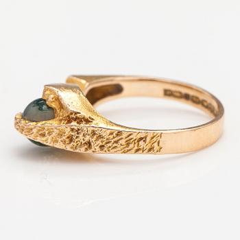 Björn Weckström, Ring "Gömd agat", 14K guld, mossagat. Lapponia 1972.
