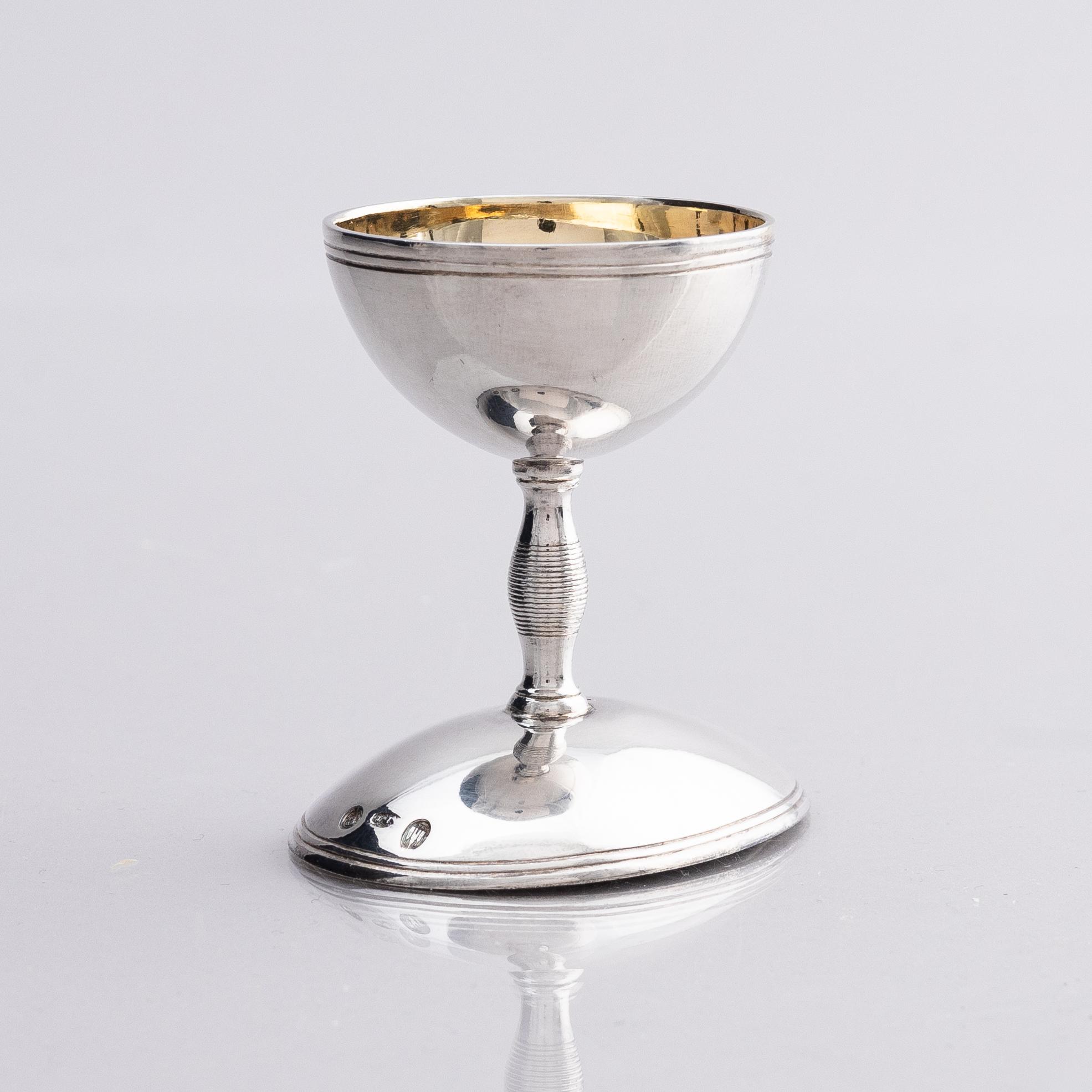 A parcel-gilt silver egg-cup. Denmark, probably mid-19th century.