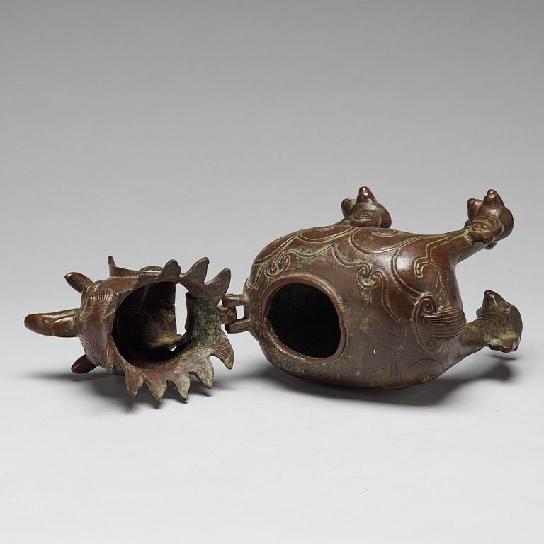 RÖKELSEKAR, brons. Qingdynastin (1664-1912).