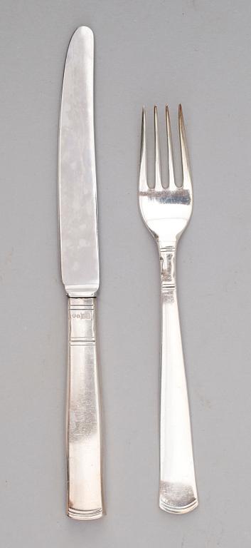 SMÖRGÅSBESTICK, 24 delar, silver, "Rosenholm", GAB, Stockholm 1960-tal. Vikt med stålblad ca 763 gram.