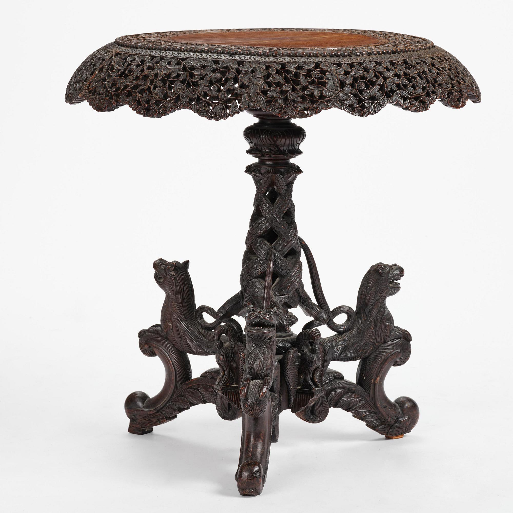 An Indian 'blackwood' occasional table, Bombay Presidency, around 1880.