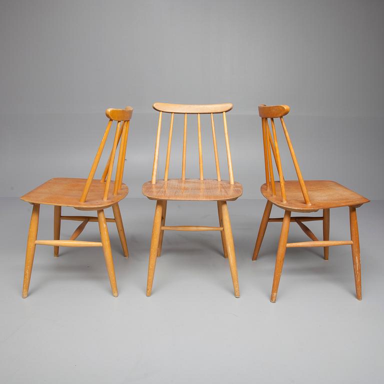 STOLAR, 6 st, "Fanett 55 T", design Ilmari Tapiovaara,  Edsbyverken, 1900-talets mitt.