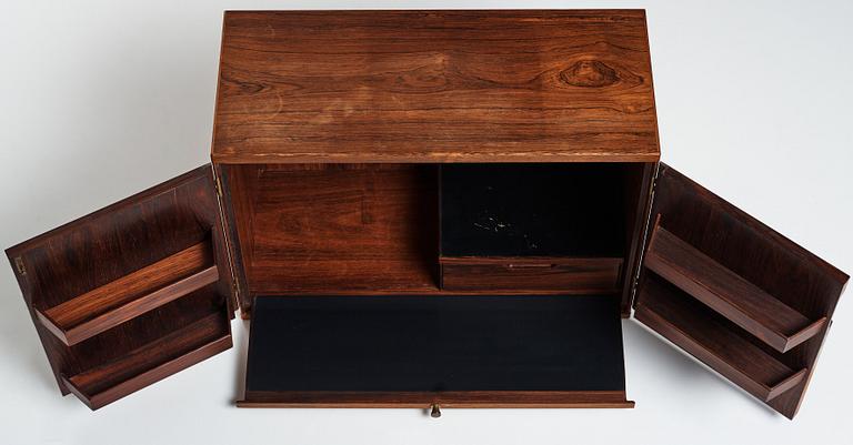 Svend Langkilde, a rosewood wall hung bar cabinet, Langkilde Møbler, Denmark 1960s.