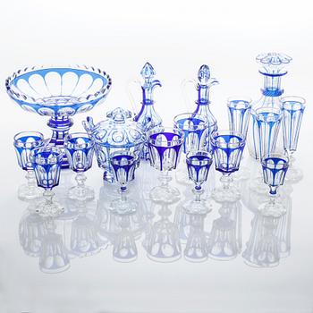 55 pieces of glass tableware, first half of the 20th century.