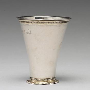 A Swedish 18th century parcel-gilt silver beaker, mark of Erik Lekberg, Nora 1759.