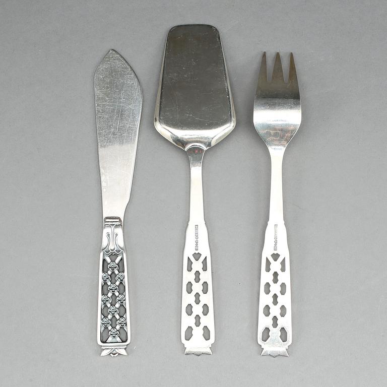 TÅRTBESTICK, 3 st, silver, Cesons Guldvaru Ab, Göteborg, 1971/73. Vikt ca 180g.