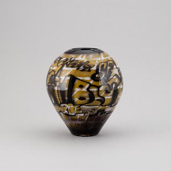 OLLE BROZÉN, a glass vase, limited edition 100, signed, Kosta Boda.