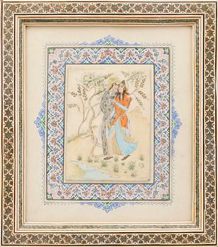 OKÄND KONSTNÄR, 3 st, gouacher troligtvis på ben, Indien/Persien, 18/1900-tal.