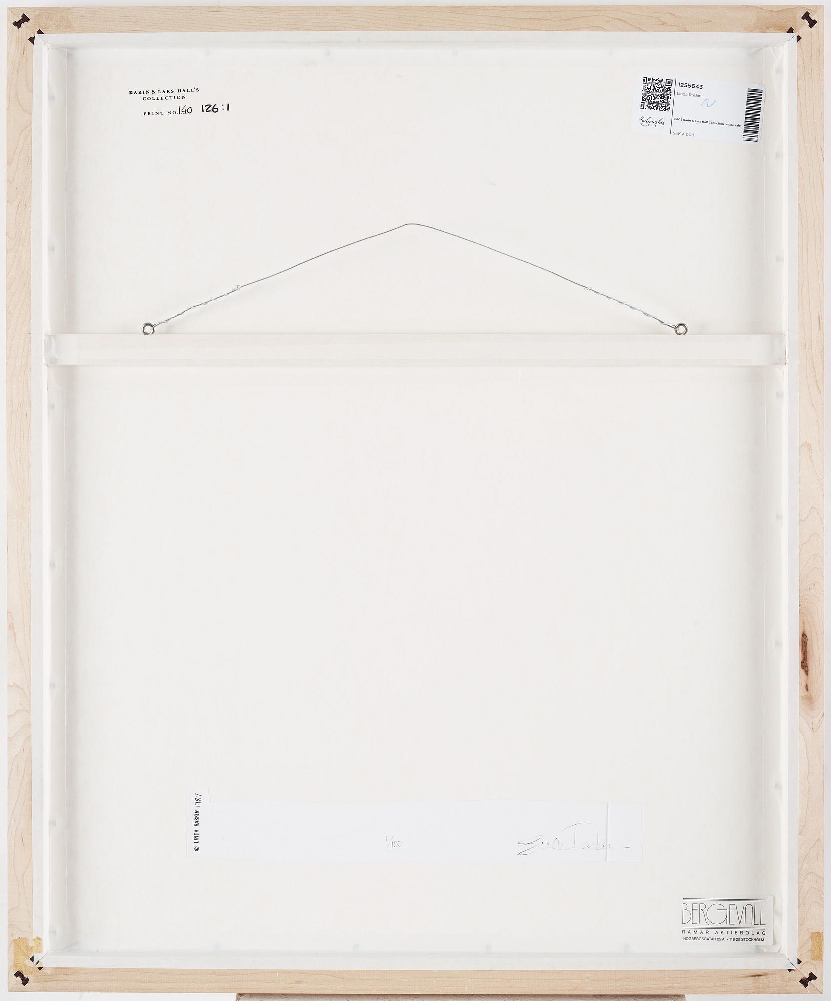 Linda Raskin, photograph signed and dated 1987 numbered 1/100.