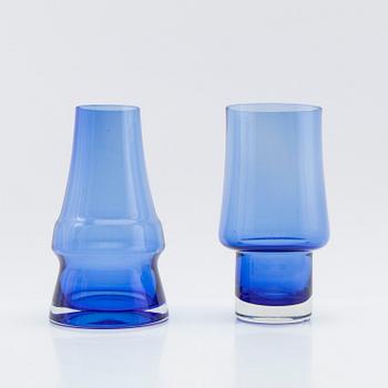 Tamara Aladin, vases, 4 pcs, glass, Riihimäen Lasi, Finland, 1960s/70s.