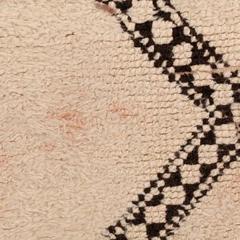 A CARPET, probably Morocco, old, ca 403 x 196 cm (plus a few cm flat weave at each end).