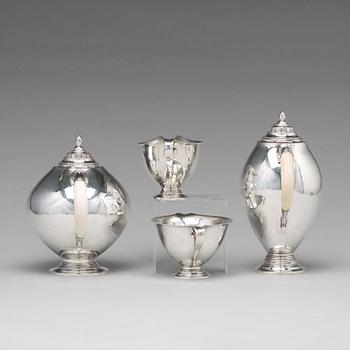 Johan Rohde, a 830/1000 silver tea and coffee set, comprising four pieces, Georg Jensen, Copenhagen 1919, design nr 279,