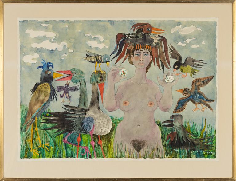 Bo Lassen, watercollour, signed.