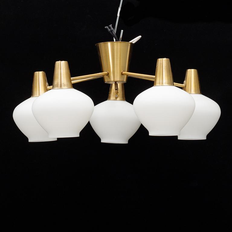 A mid 20th Century brass and glass ceiling light from Asea.