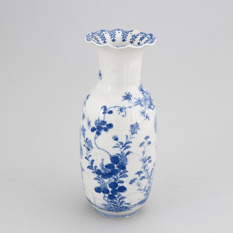 A Japanese blue and white porcelain vase, presumably mid 20th Century.