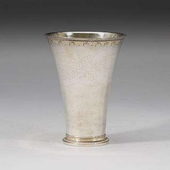 A Swedish 18th century parcel-gilt beaker, Nils Orstedt, Norrköping 1776.