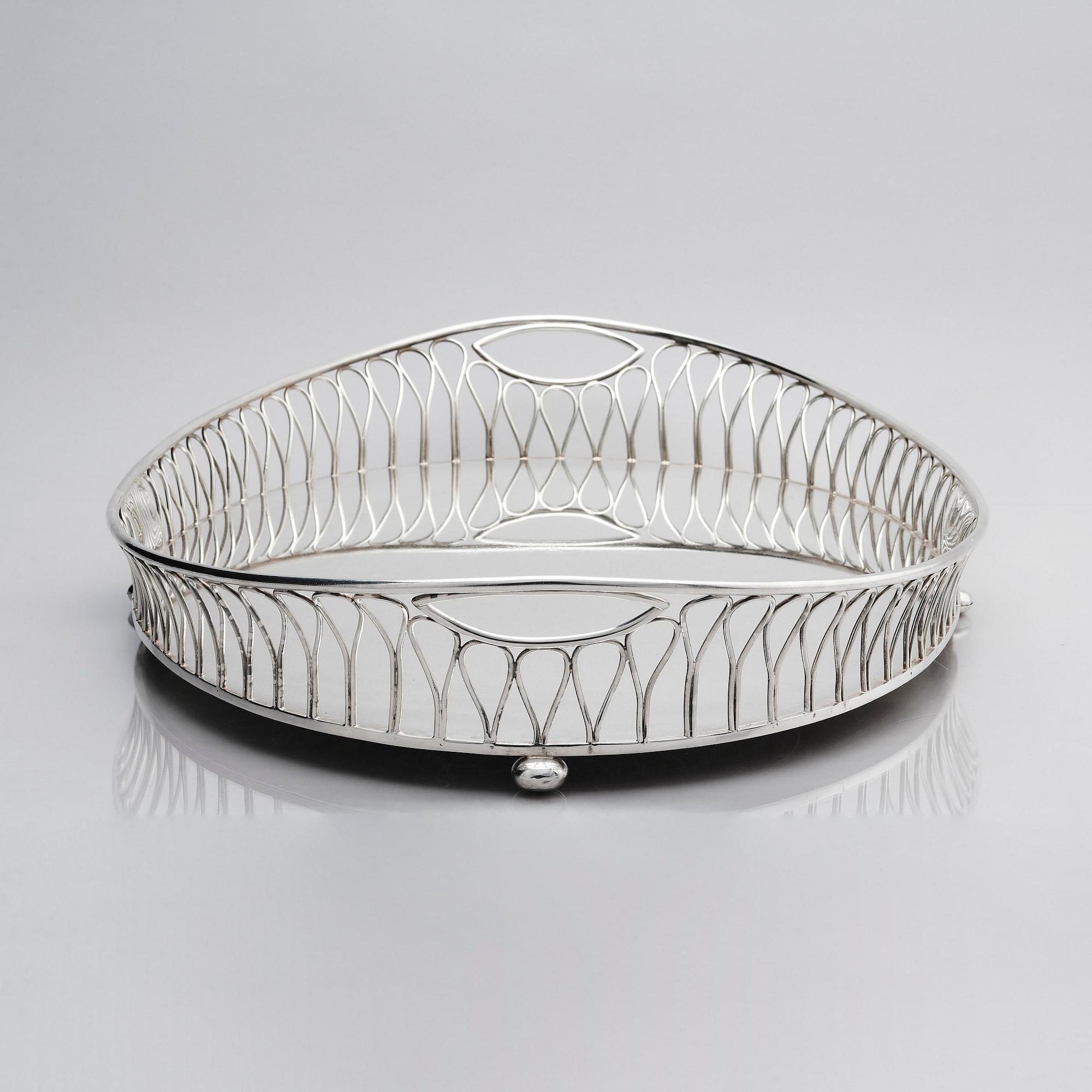 A silver plated tray, mark of company A.G. Dufva, Stockholm, Sweden 20th century.
