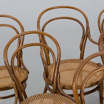 STOLAR 5 st samt KARMSTOL, Thonet, 1900-tal,