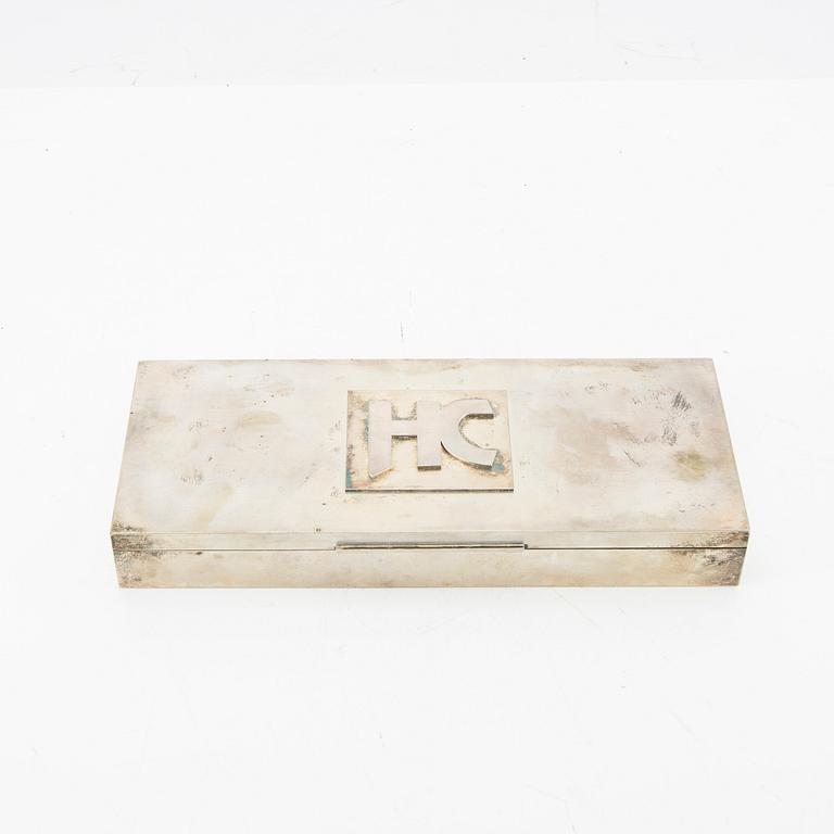 A Swedish 20th century silver box mark of Wiwen Nilsson Lund 1957, weigh t598 grams.