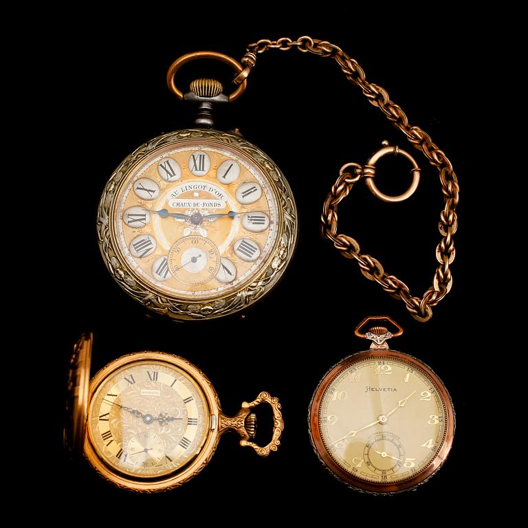 FICKUR, 3 st, metall (en silver), 1900-talets första hälft.