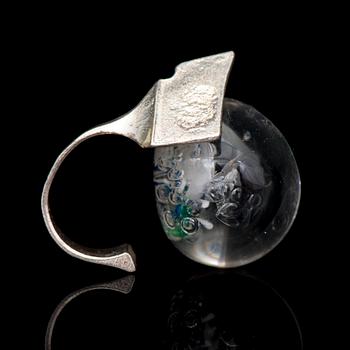 A BJÖRN WECKSTRÖM RING, "Petrified lake", silver, acrylic. Lapponia 1972.