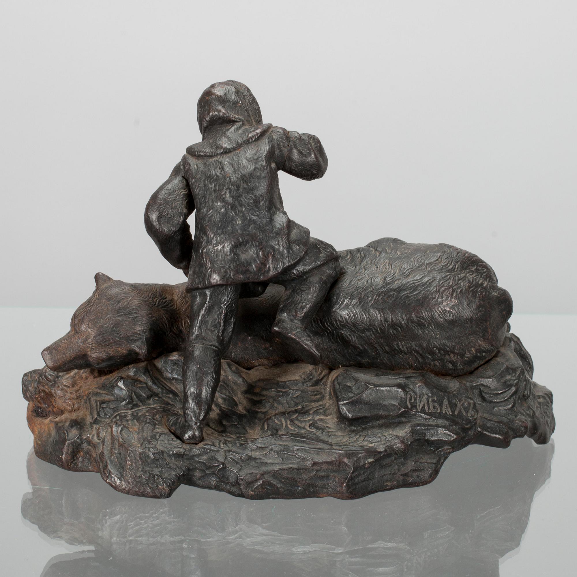 SKULPTUR, järn, R.I. Bah (Р.И.БАХЪ), stämplad Kasli fabriken 1918. Ryssland.