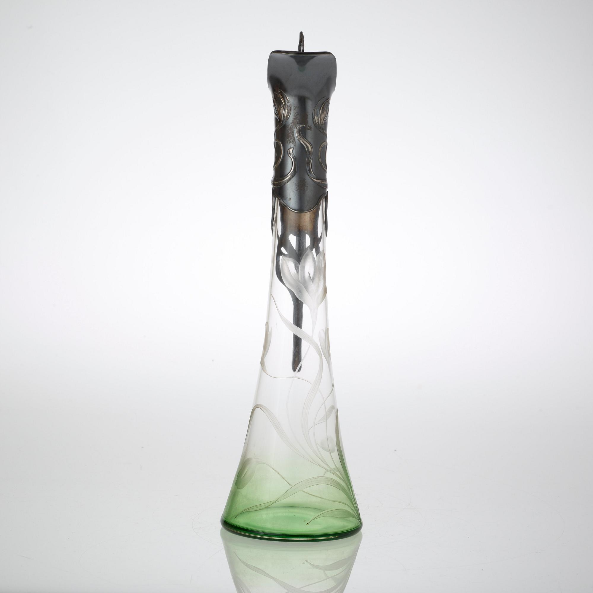 A WMF Art Nouveau claret-jug, glass and silver plated metal, Germany.