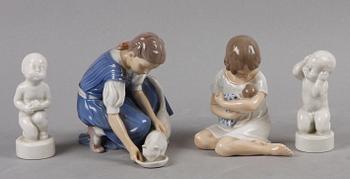 FIGURINER, 4 st, porslin, Bing & Gröndahl, Danmark.
