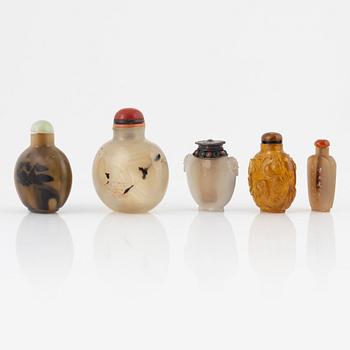 Nine snuff bottles, China, 20th century.