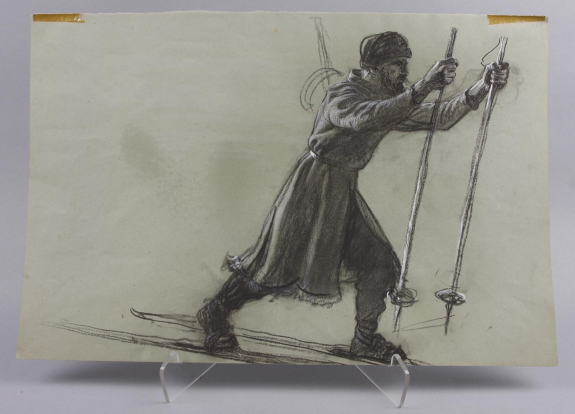 PARTI TECKNINGAR och GRAFIK 6 delar. Bla 2 teckningar av Gunnar Hallström. 1800/1900-tal.