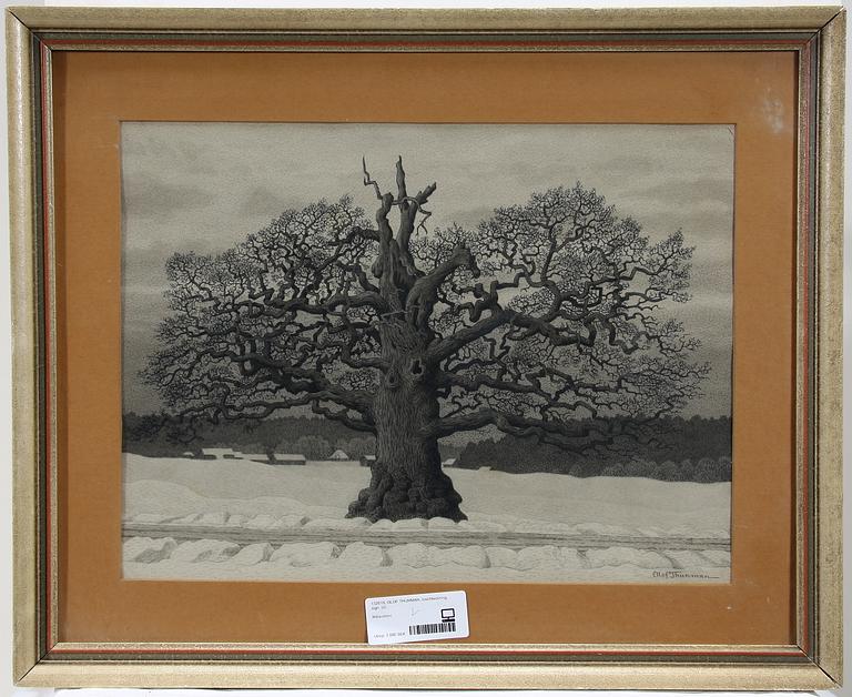 OLOF THUNMAN, tuschteckning, sign.
