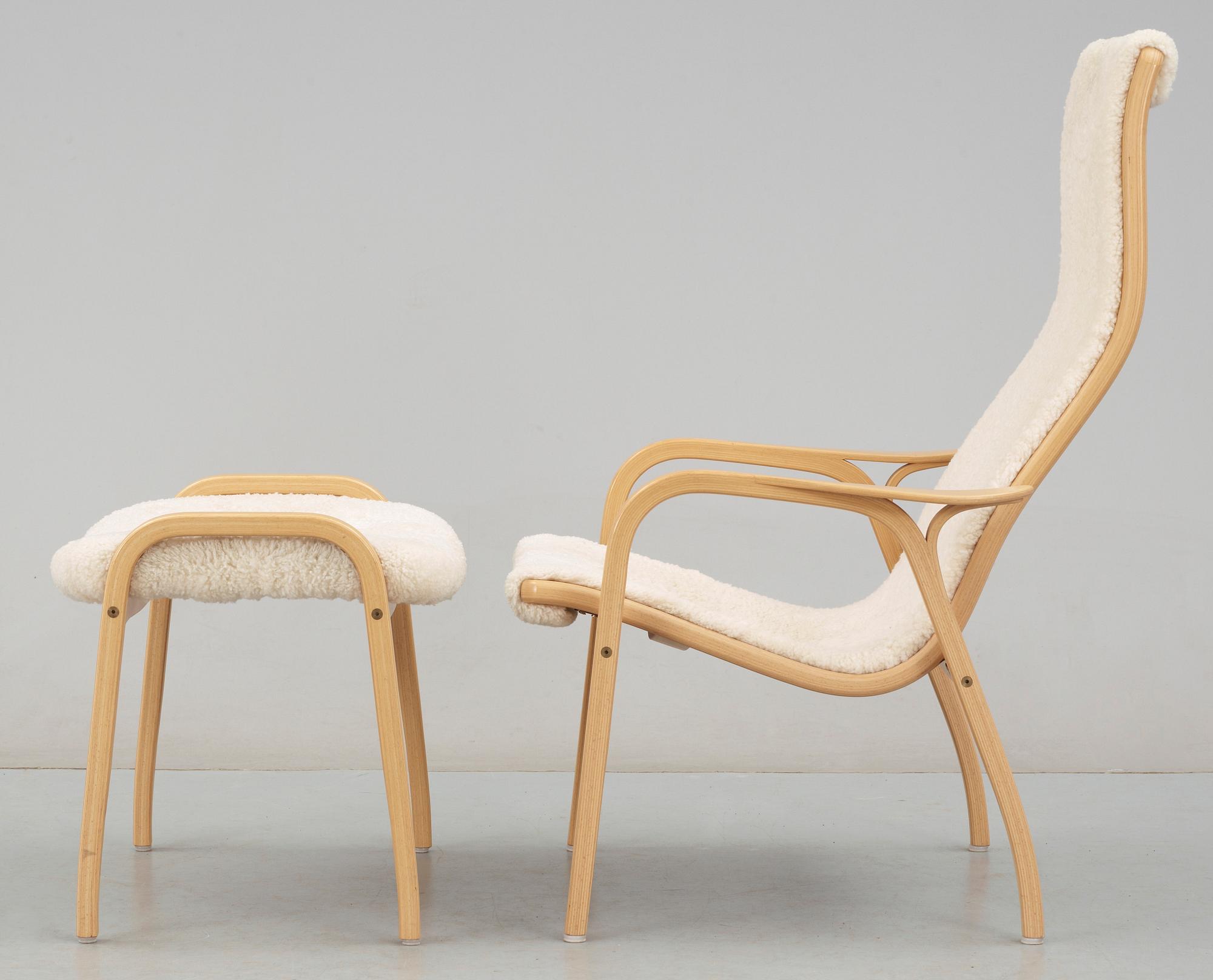 KARMSTOL samt PALL, "Lamino", Yngve Ekström Swedese, 1900-talets slut.