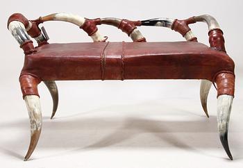 SOFFA, läder, kohorn, 1900-tal.