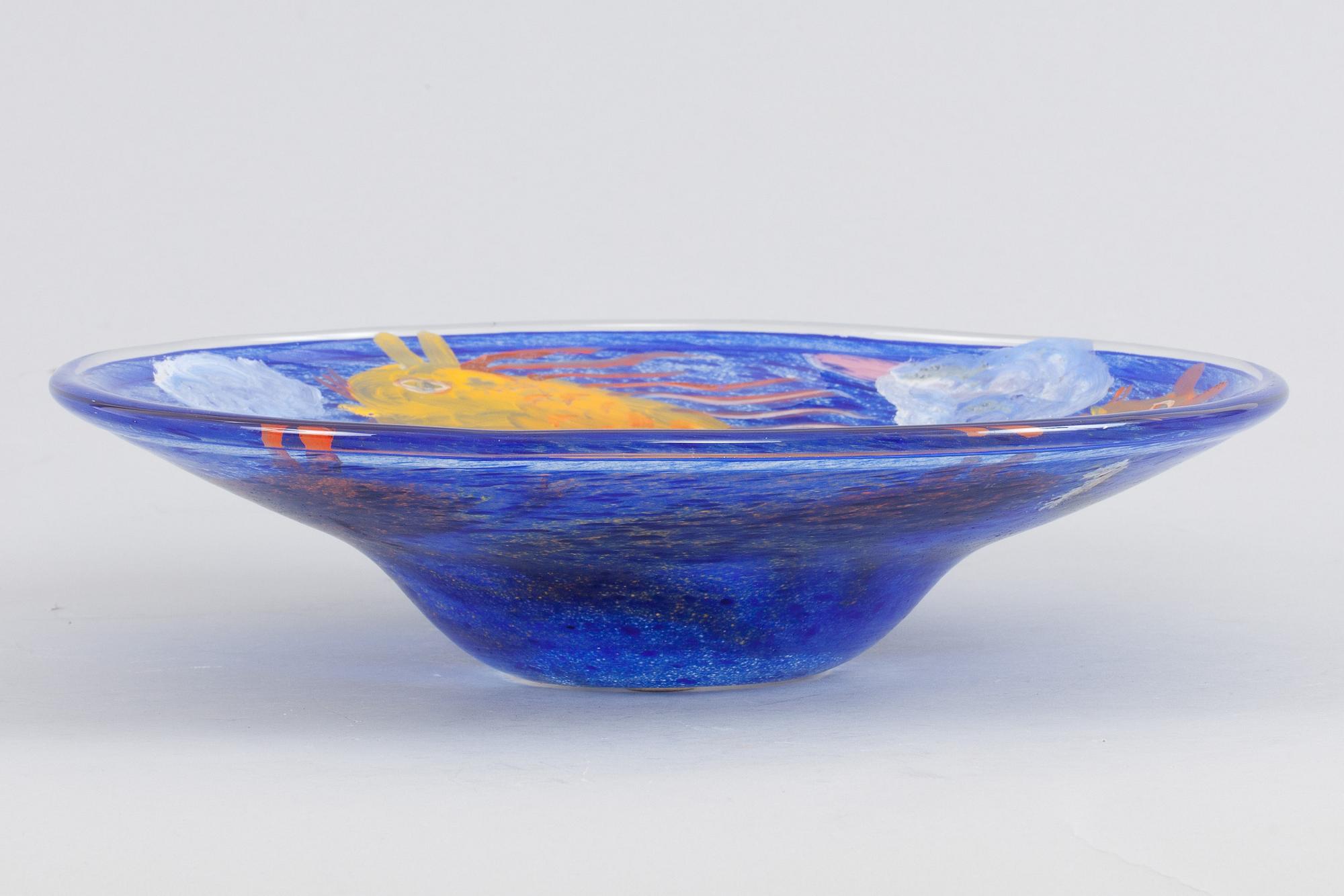 SKÅL, glas. Ulrica Hydman-Vallien, Boda Åfors unik 164. 1970-tal.