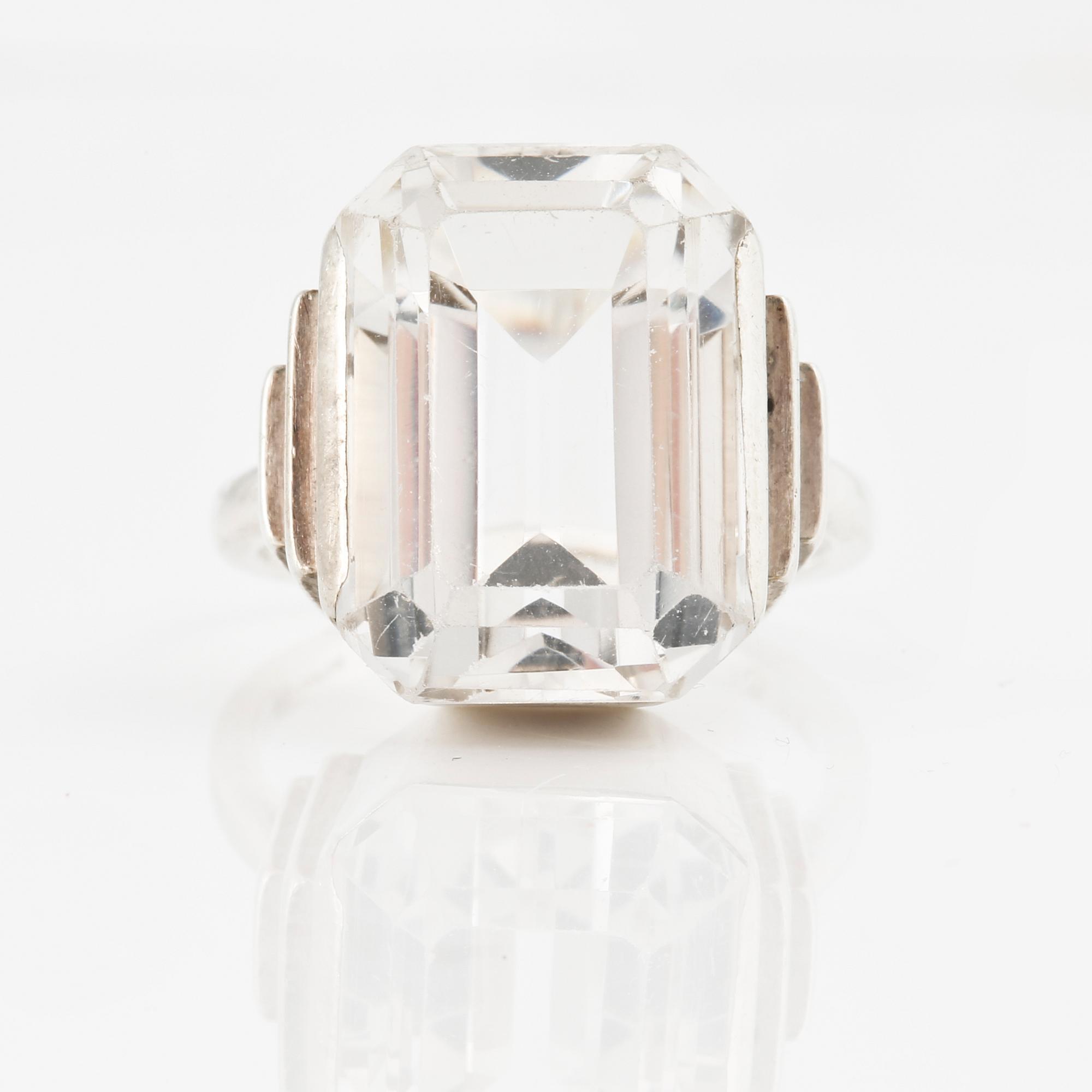 A rock crystal ring by Wiwen Nilsson, Lund.