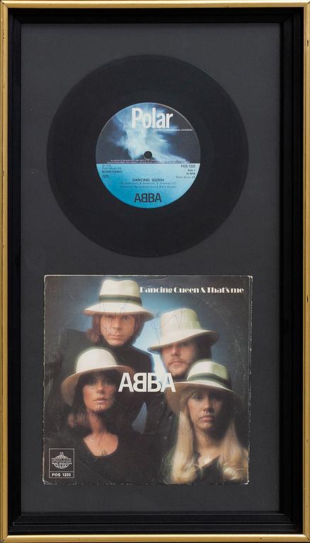 ABBA, single, Dancing Queen, with autographs, 1976.