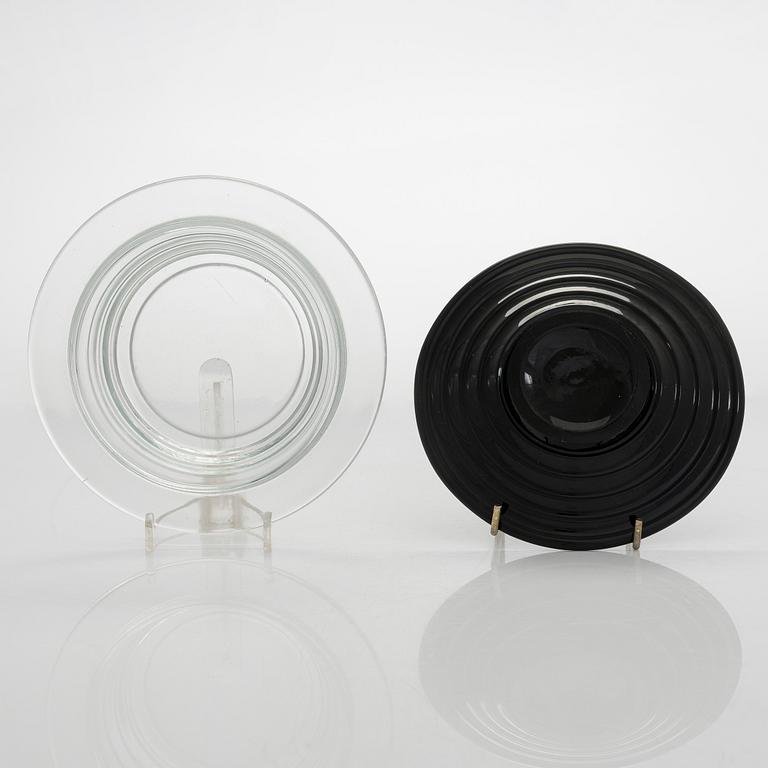 Aino Aalto, A 1940's butter box and plate, "Bölgeblick" for Karhula Glassworks, Finland.