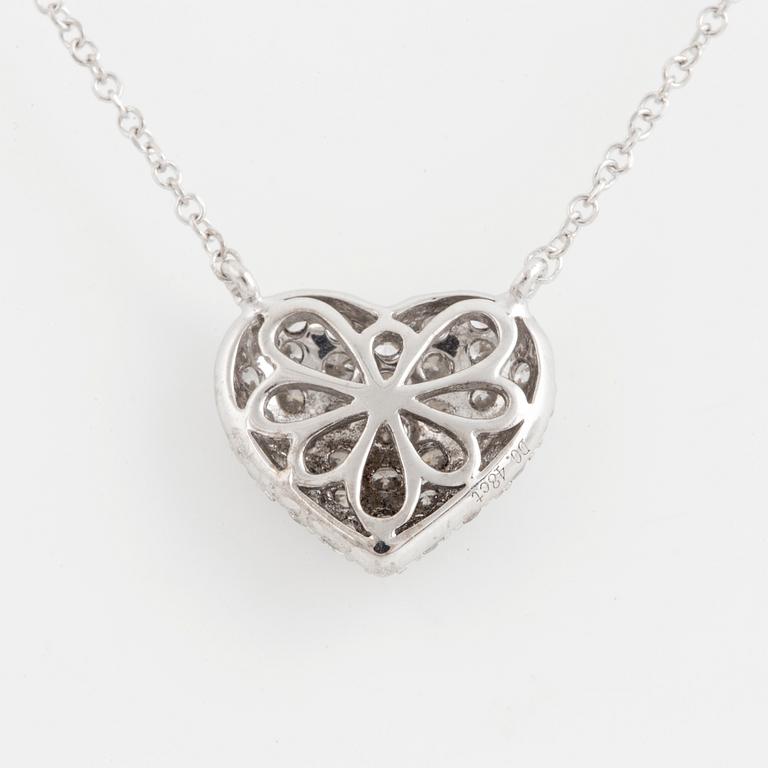 A heart shaped brilliant-cut diamond necklace.