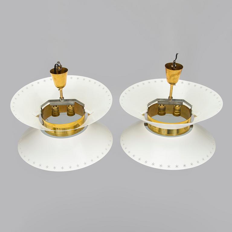 Paavo Tynell, a pair of ceiling lights, made to order, Taito, mid-20th century.