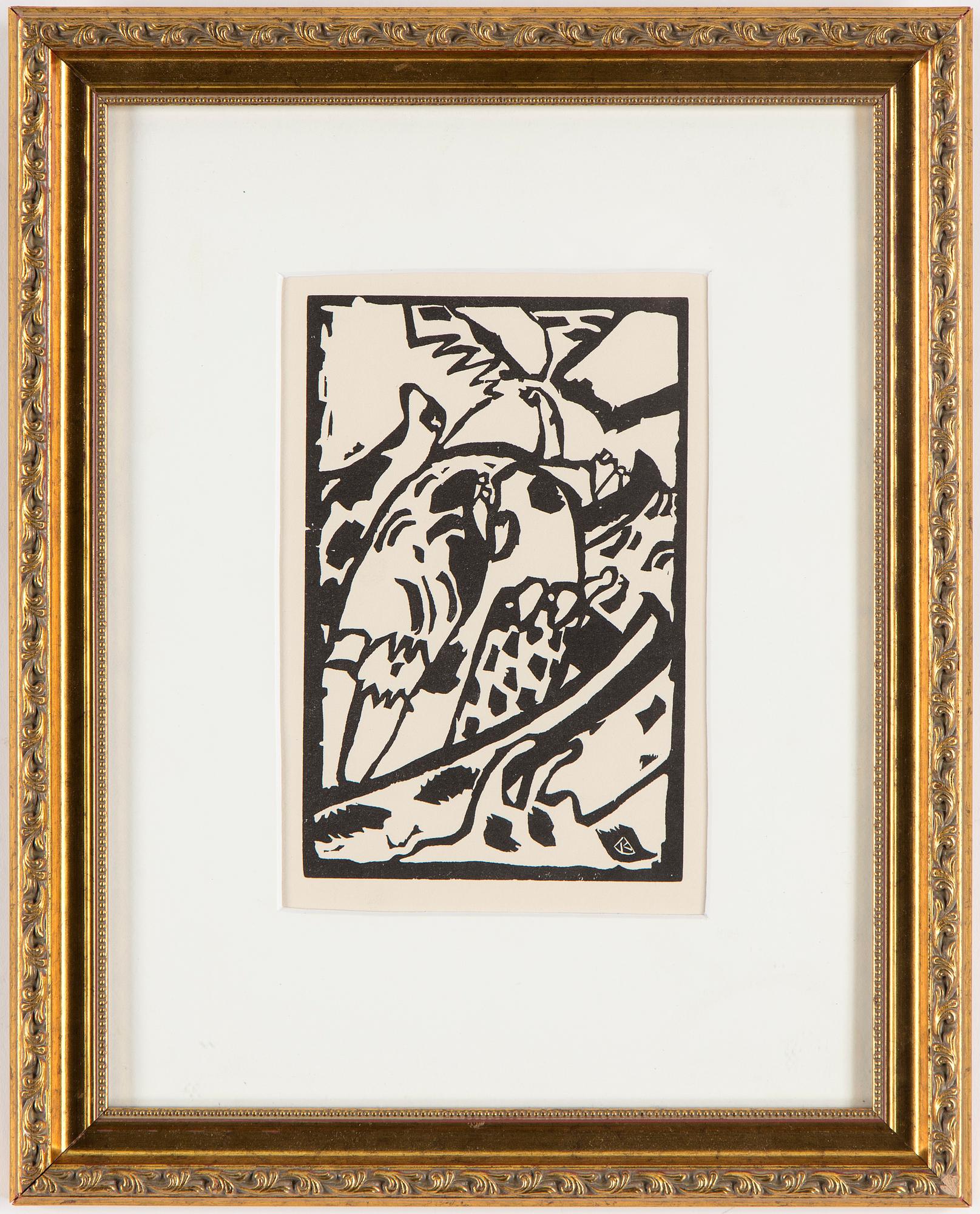 WASSILY KANDINSKY, after. Woodcut with printed signature. From:  XX:e siècle, Hommage à Kandinsky.